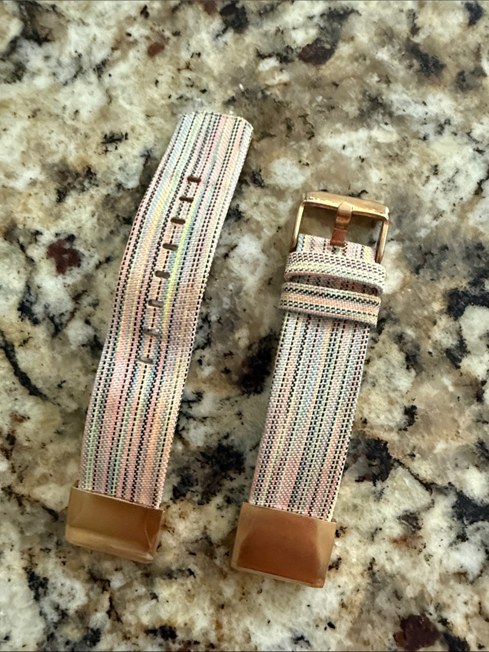 Striped Elastic Watch Band Replacement in Pink, Cream & Gold